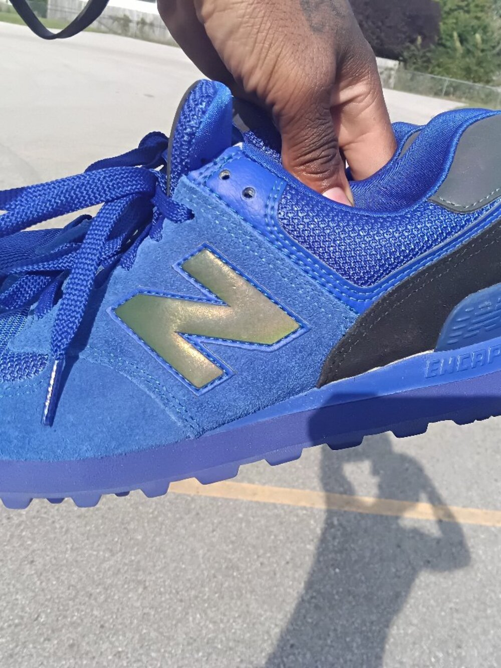 New Balance 574-Blue Suede Mesh Sneakers, WL574UWB, USA Made, Womens 8.5